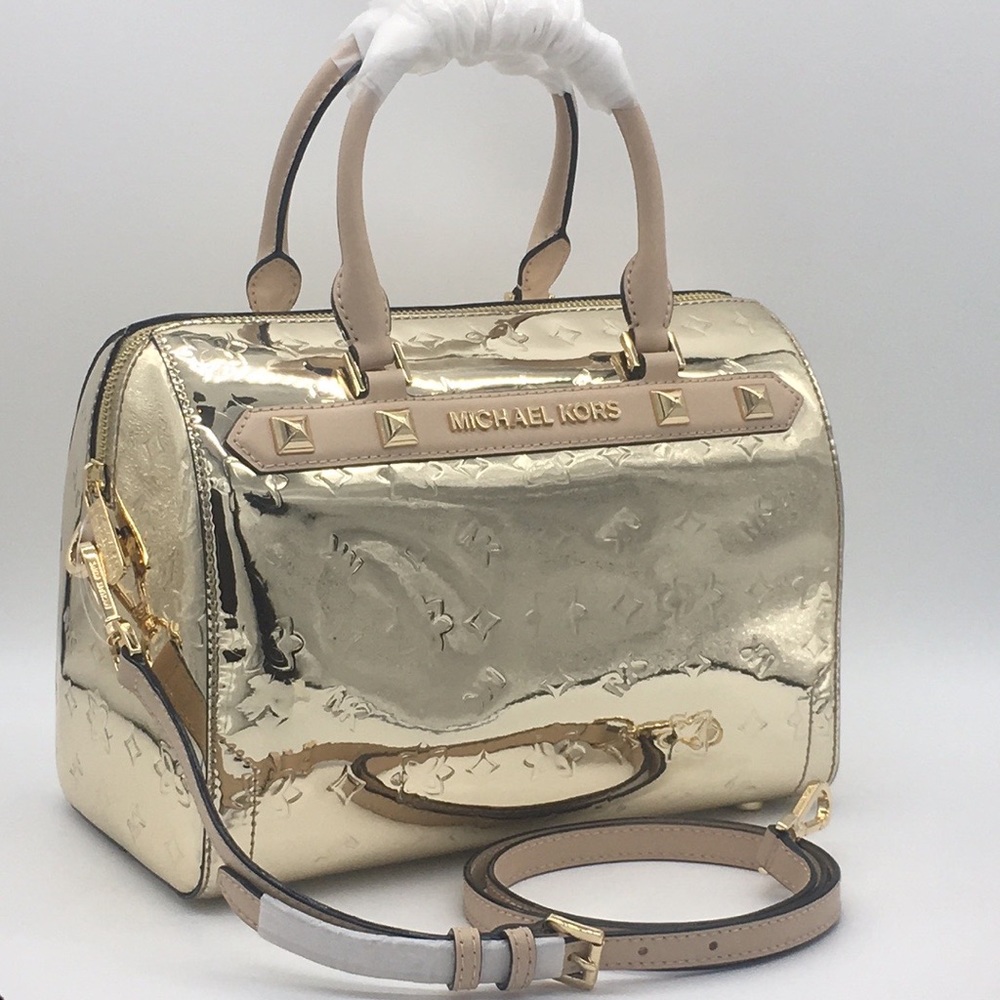 MICHAEL KORS KARA LG DUFFLE SATCHEL PALE GOLD - Picture 4 of 16
